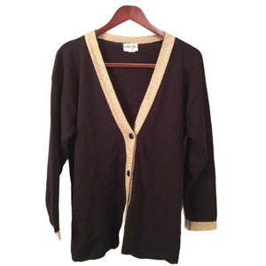 Black Gold V-Neck Button Cardigan Sweater by colter bay USA